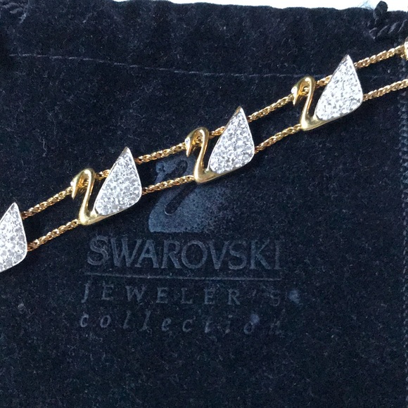 Swarovski Swan Double Chain Bracelet - Picture 2 of 9